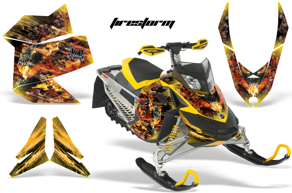 Skidoo REV XP Graphics Kit YELLOW Firestorm